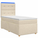 Boxmadras med topmadras Cremefarvet 80 x 200 cm Stof