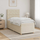 Boxmadras med topmadras Cremefarvet 90 x 200 cm Stof
