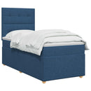 Boxmadras med topmadras med hovedgærde Blå 90 x 190 cm Stof