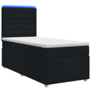 Boxmadras med topmadras med hovedgærde Sort 90 x 200 cm Stof