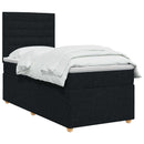 Boxmadras med topmadras med hovedgærde Sort 90 x 200 cm Stof