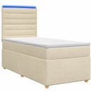 Boxmadras med topmadras Cremefarvet 90 x 200 cm Stof