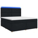 Boxmadras med topmadras med hovedgærde Sort 140 x 190 cm Stof