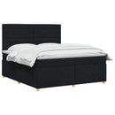 Boxmadras med topmadras med hovedgærde Sort 140 x 200 cm Stof