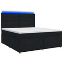 Boxmadras med topmadras med hovedgærde Sort 140 x 200 cm Stof
