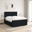 Boxmadras med topmadras med hovedgærde Sort 140 x 190 cm Stof