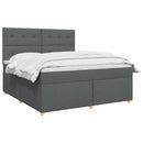 Boxmadras med topmadras Mørkegrå 180 x 200 cm Stof