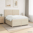 Boxmadras med topmadras Cremefarvet 160 x 200 cm Stof