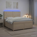 Boxmadras med topmadras Cremefarvet 160 x 200 cm Stof