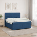 Boxmadras med topmadras med hovedgærde Blå 140 x 190 cm Stof