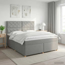 Boxmadras med topmadras Lysegrå 160 x 200 cm Stof