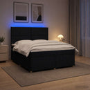 Boxmadras med topmadras med hovedgærde Sort 140 x 190 cm Stof