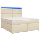 Boxmadras med topmadras Cremefarvet 180 x 200 cm Stof