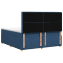 Boxmadras med topmadras med hovedgærde Blå 180 x 200 cm Stof
