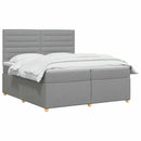 Boxmadras med topmadras Lysegrå 200 x 200 cm Stof