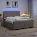Boxmadras med topmadras Gråbrun 200 x 200 cm Stof