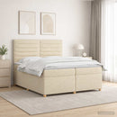 Boxmadras med topmadras Cremefarvet 200 x 200 cm Stof