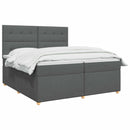 Boxmadras med topmadras Mørkegrå 200 x 200 cm Stof