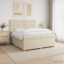 Boxmadras med topmadras Cremefarvet 200 x 200 cm Stof