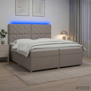 Boxmadras med topmadras Gråbrun 200 x 200 cm Stof