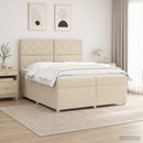Boxmadras med topmadras Cremefarvet 200 x 200 cm Stof