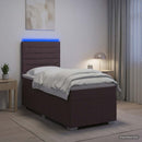 LED boksmadrasseng med madras Mørk Brun 100 x 200 cm Stof