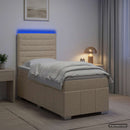 LED boksmadrasseng med madras Cremefarvet 90 x 200 cm Stof