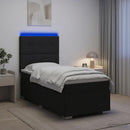 LED boksmadrasseng med madras Sort 100 x 200 cm Stof