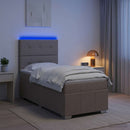 LED boksmadrasseng med madras Gråbrun 100 x 200 cm Stof
