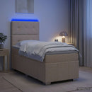 LED boksmadrasseng med madras Cremefarvet 80 x 200 cm Stof