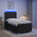 LED boksmadrasseng med madras Sort 90 x 190 cm Stof