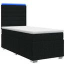 LED boksmadrasseng med madras Sort 100 x 200 cm Stof