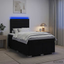 LED boksmadrasseng med madras Sort 120 x 200 cm Stof