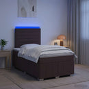 LED boksmadrasseng med madras Mørk Brun 120 x 190 cm Stof
