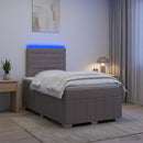 LED boksmadrasseng med madras Gråbrun 120 x 200 cm Stof