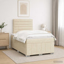 LED boksmadrasseng med madras Cremefarvet 120 x 190 cm Stof