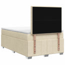 LED boksmadrasseng med madras Cremefarvet 120 x 190 cm Stof