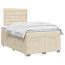 LED boksmadrasseng med madras Cremefarvet 120 x 190 cm Stof