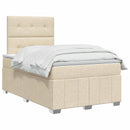 LED boksmadrasseng med madras Cremefarvet 120 x 190 cm Stof
