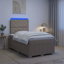 LED boksmadrasseng med madras Gråbrun 120 x 190 cm Stof
