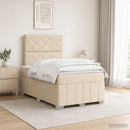 LED boksmadrasseng med madras Cremefarvet 120 x 190 cm Stof