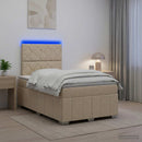 LED boksmadrasseng med madras Cremefarvet 120 x 190 cm Stof