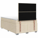 LED boksmadrasseng med madras Cremefarvet 120 x 190 cm Stof