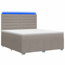 LED boksmadrasseng med madras Gråbrun 140 x 190 cm Stof