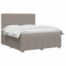 LED boksmadrasseng med madras Gråbrun 140 x 190 cm Stof