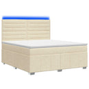 LED boksmadrasseng med madras Cremefarvet 140 x 190 cm Stof