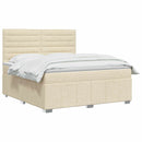 LED boksmadrasseng med madras Cremefarvet 140 x 190 cm Stof