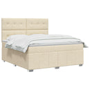 LED boksmadrasseng med madras Cremefarvet 140 x 190 cm Stof
