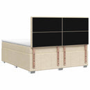 LED boksmadrasseng med madras Cremefarvet 140 x 200 cm Stof