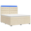 LED boksmadrasseng med madras Cremefarvet 140 x 200 cm Stof